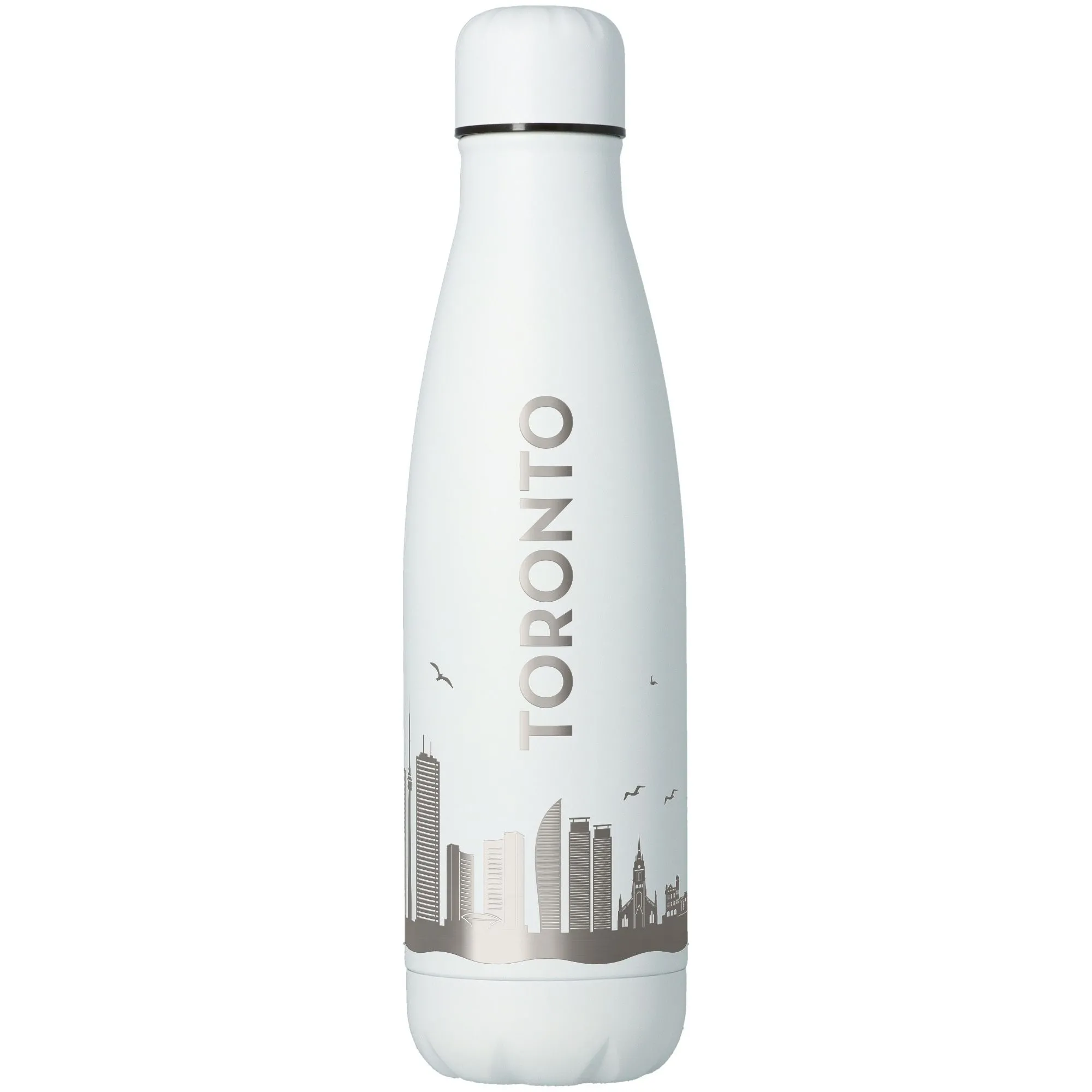 Thermosflasche, Isolierflasche, Stahlflasche, White, Städtische Silhouette