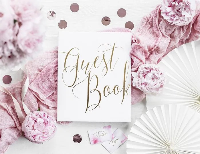 Gästebuch "Guestbook", Weiß/Gold