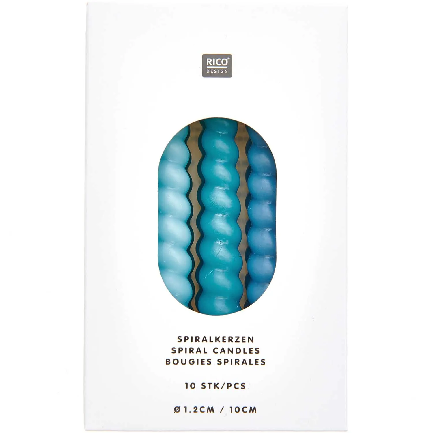 10 Spiralkerzen für den Kuchen - Smokey Blau je Ø 1,2cm