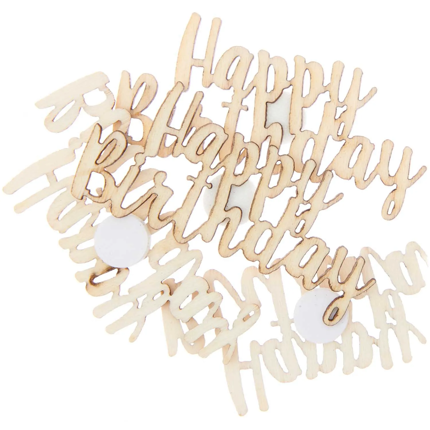 4 Holzsticker "Happy Birthday"