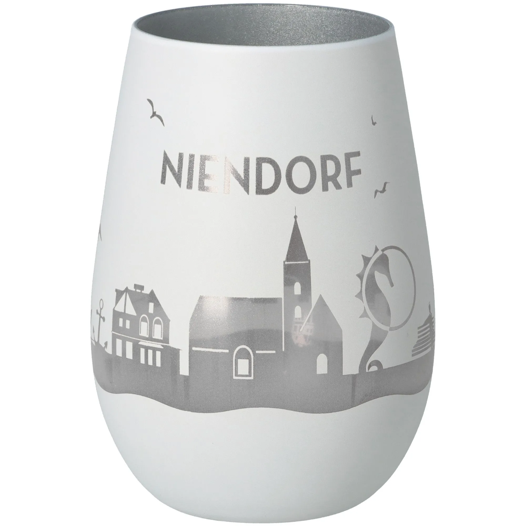 Windlicht Skyline Niendorf Weiß/Silber