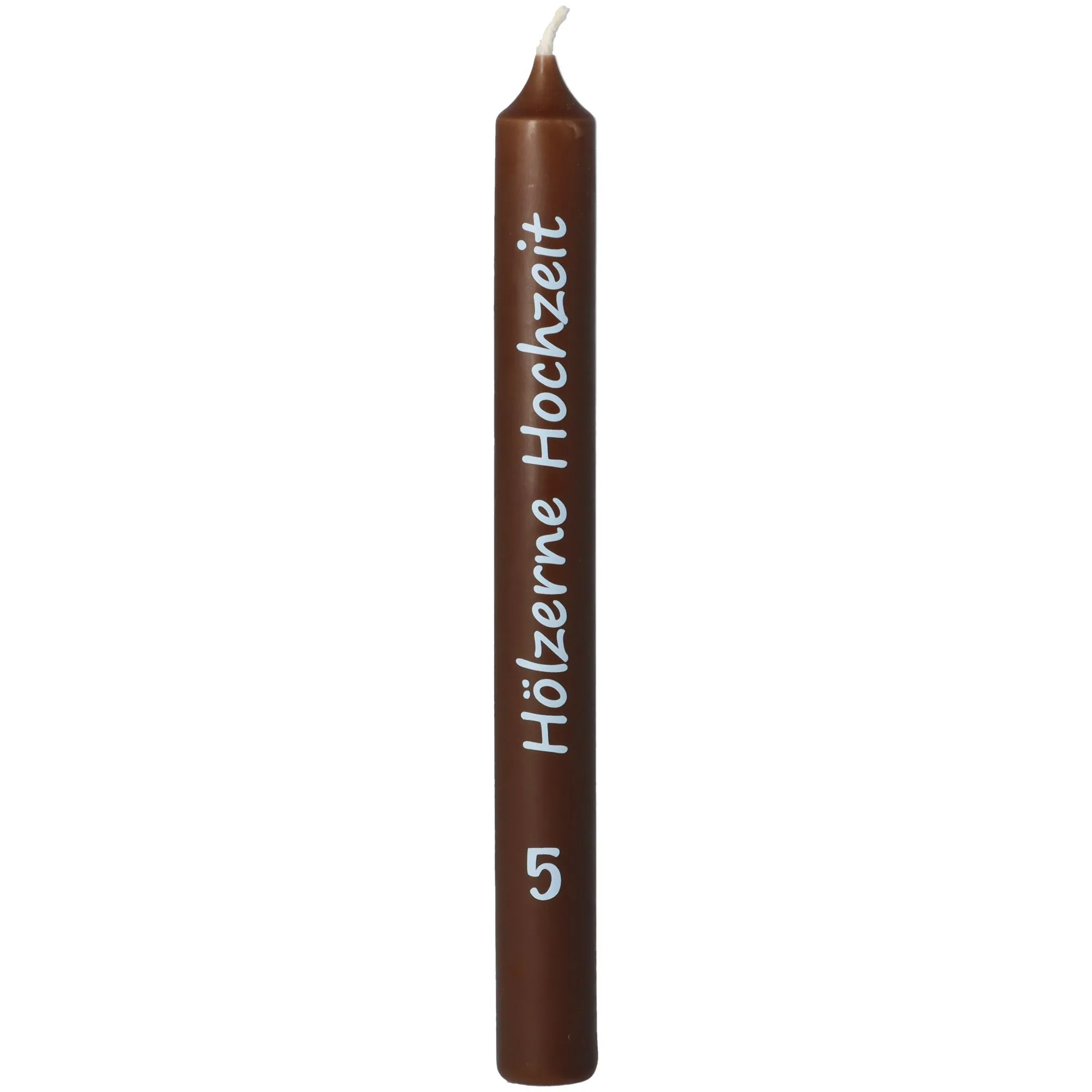 Stabkerze Braun "Hölzerne Hochzeit"