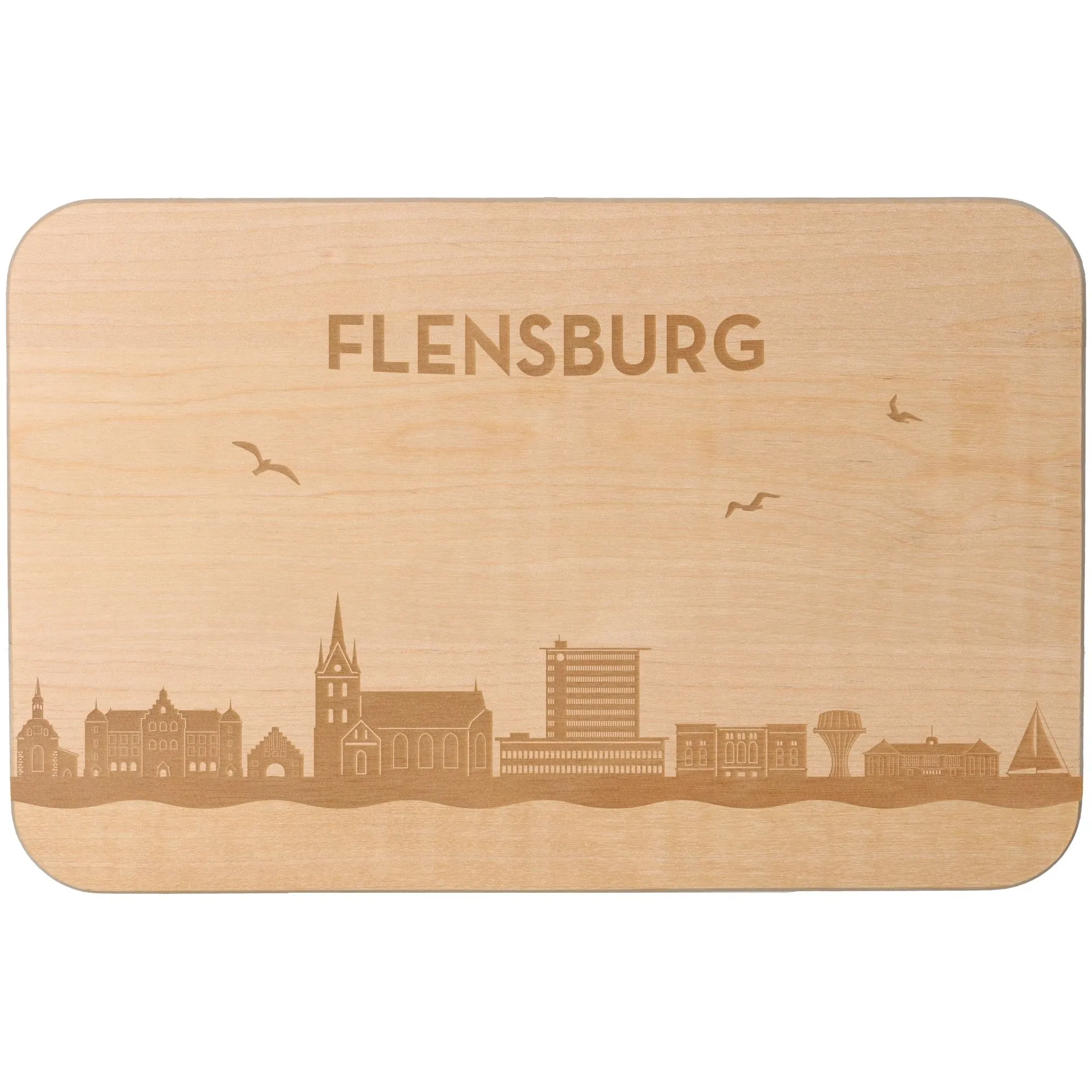 Frühstücksbrett Skyline Flensburg 23cm x 15cm x 1cm
