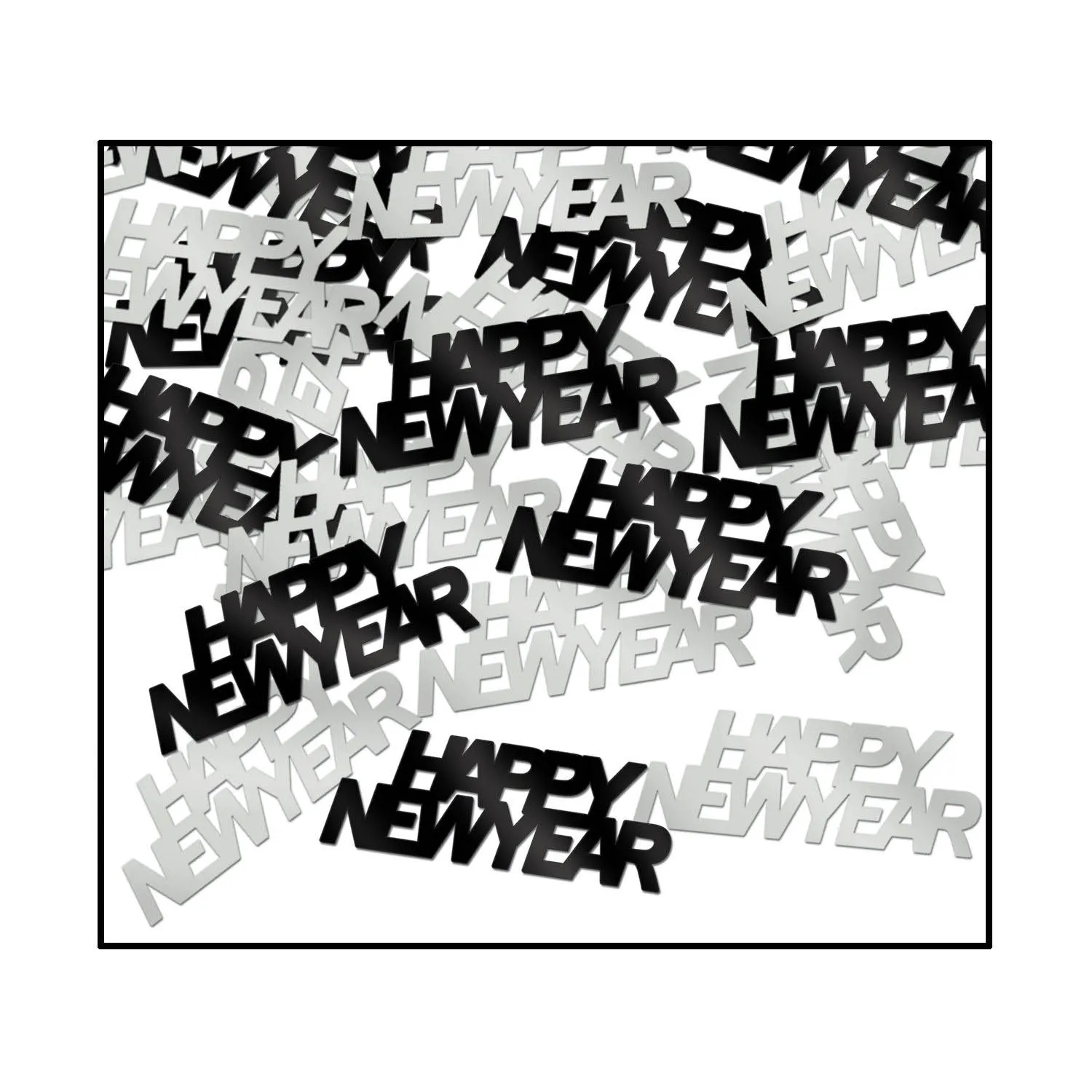 Fanci-Konfetti Happy New Year Schwarz & Silber