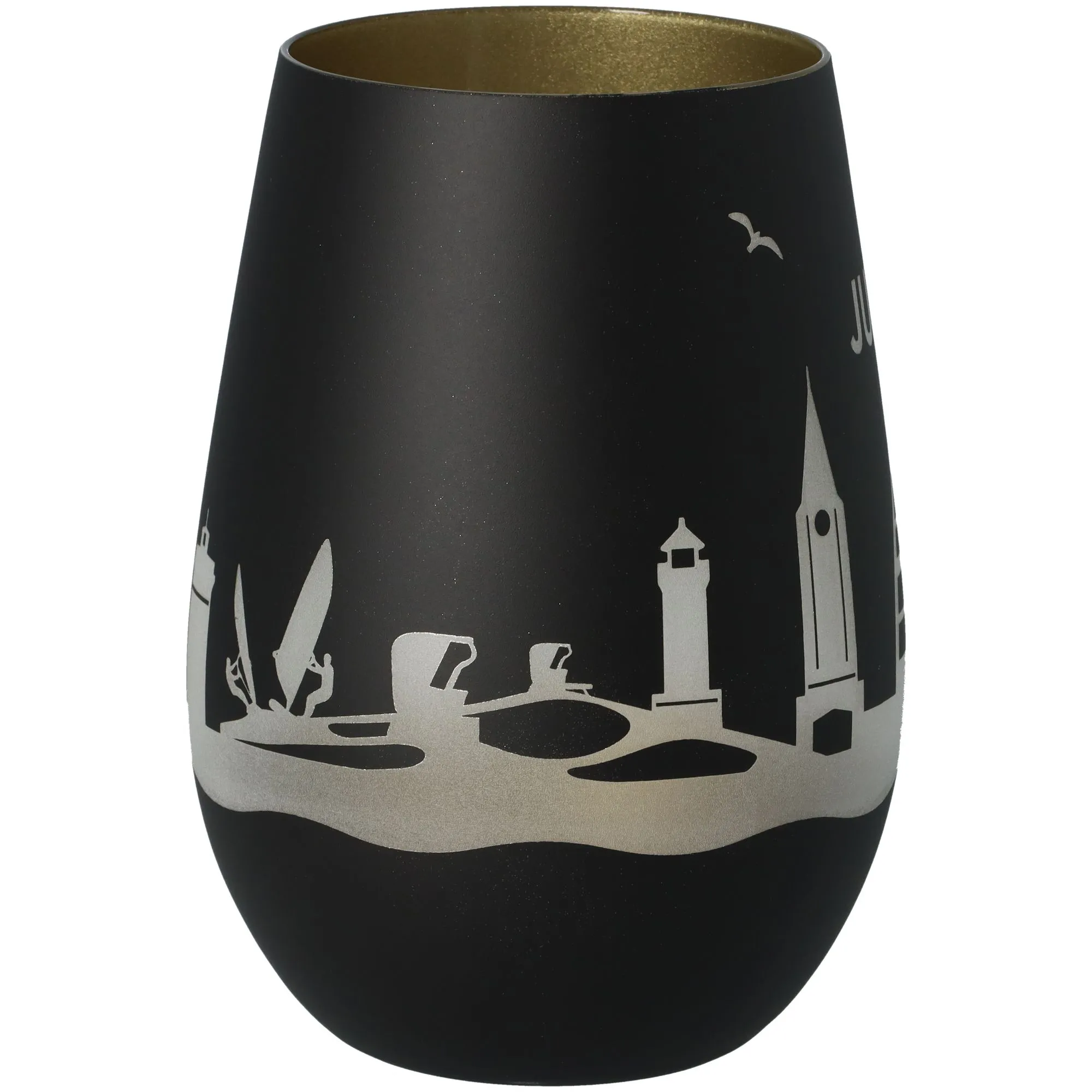 Windlicht Skyline Juist Schwarz/Gold