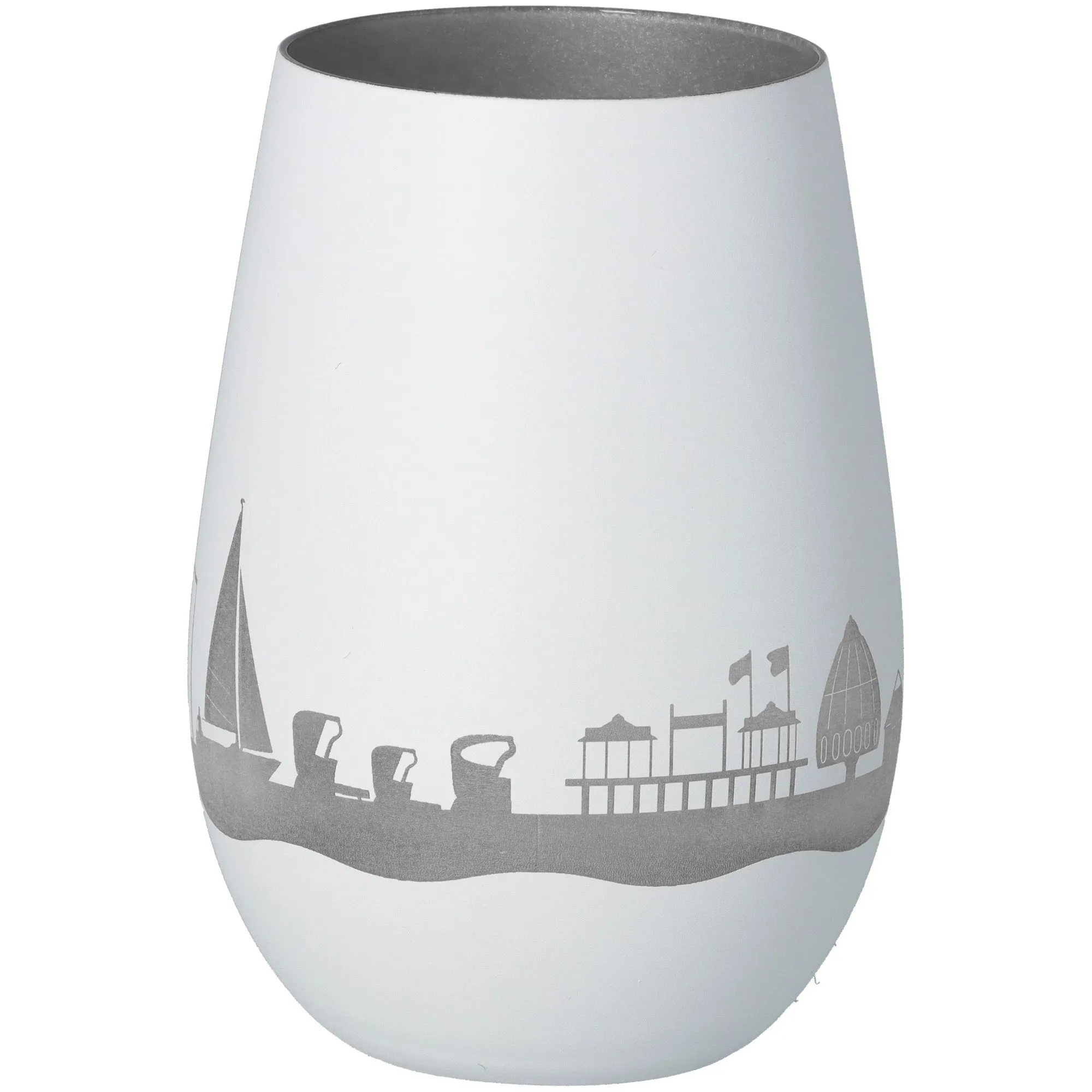 Windlicht Skyline Grömitz Weiß/Silber