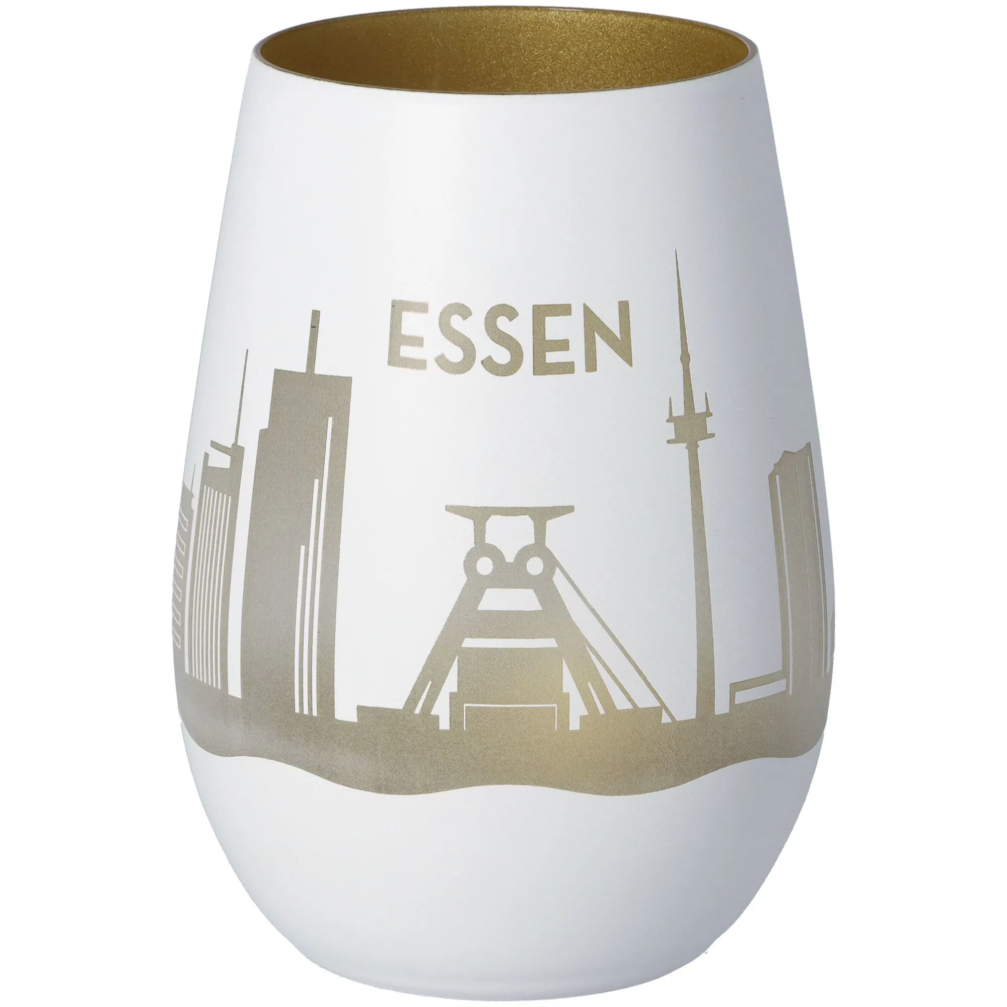 Windlicht Skyline Essen Weiß/Gold