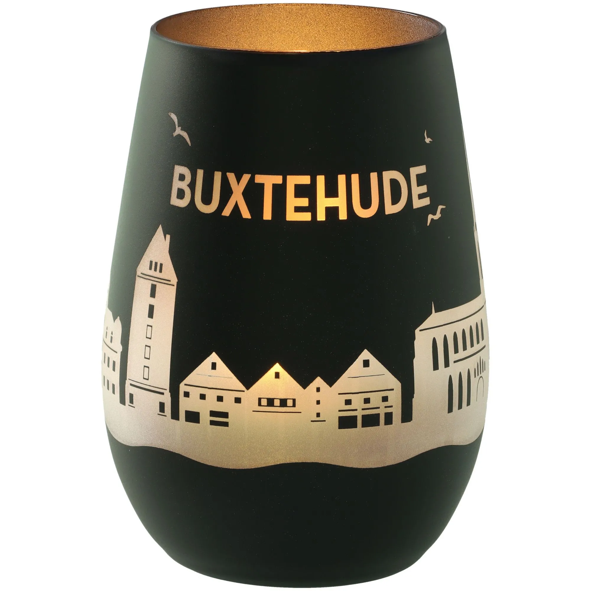 Windlicht Skyline Buxtehude Schwarz/Silber