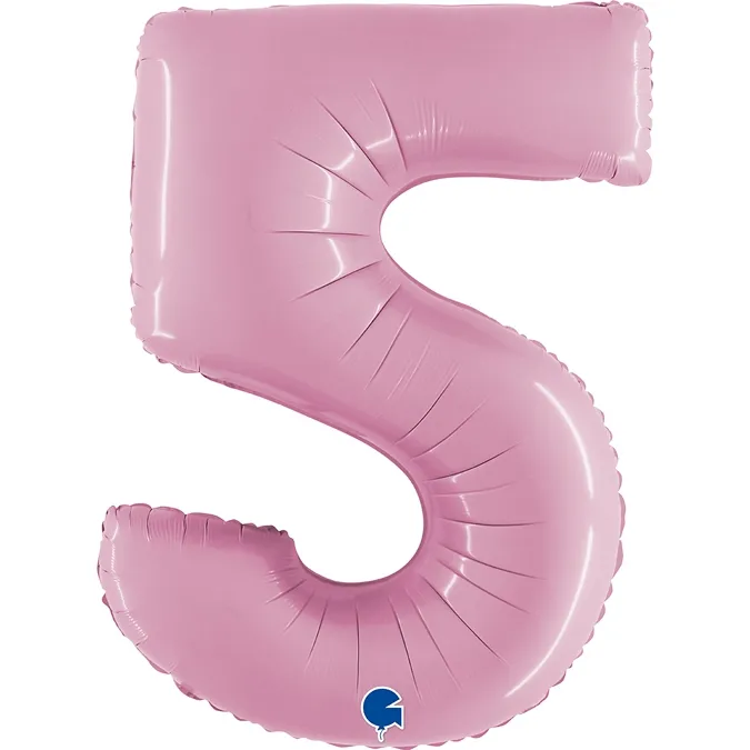 Folienballon Zahl 5 Pastell Rosa 100cm