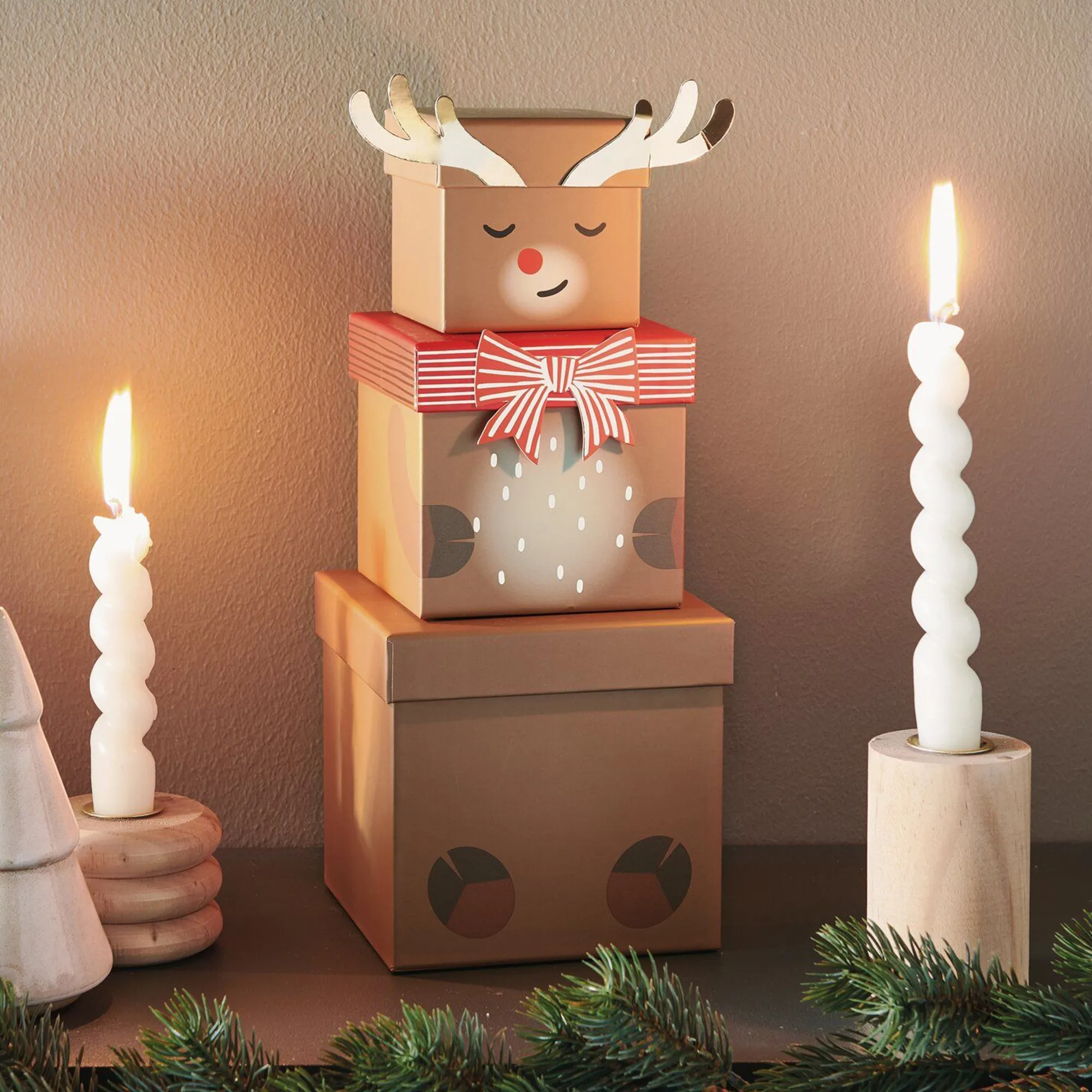 Geschenkboxen Set Rentier 4-Teilig