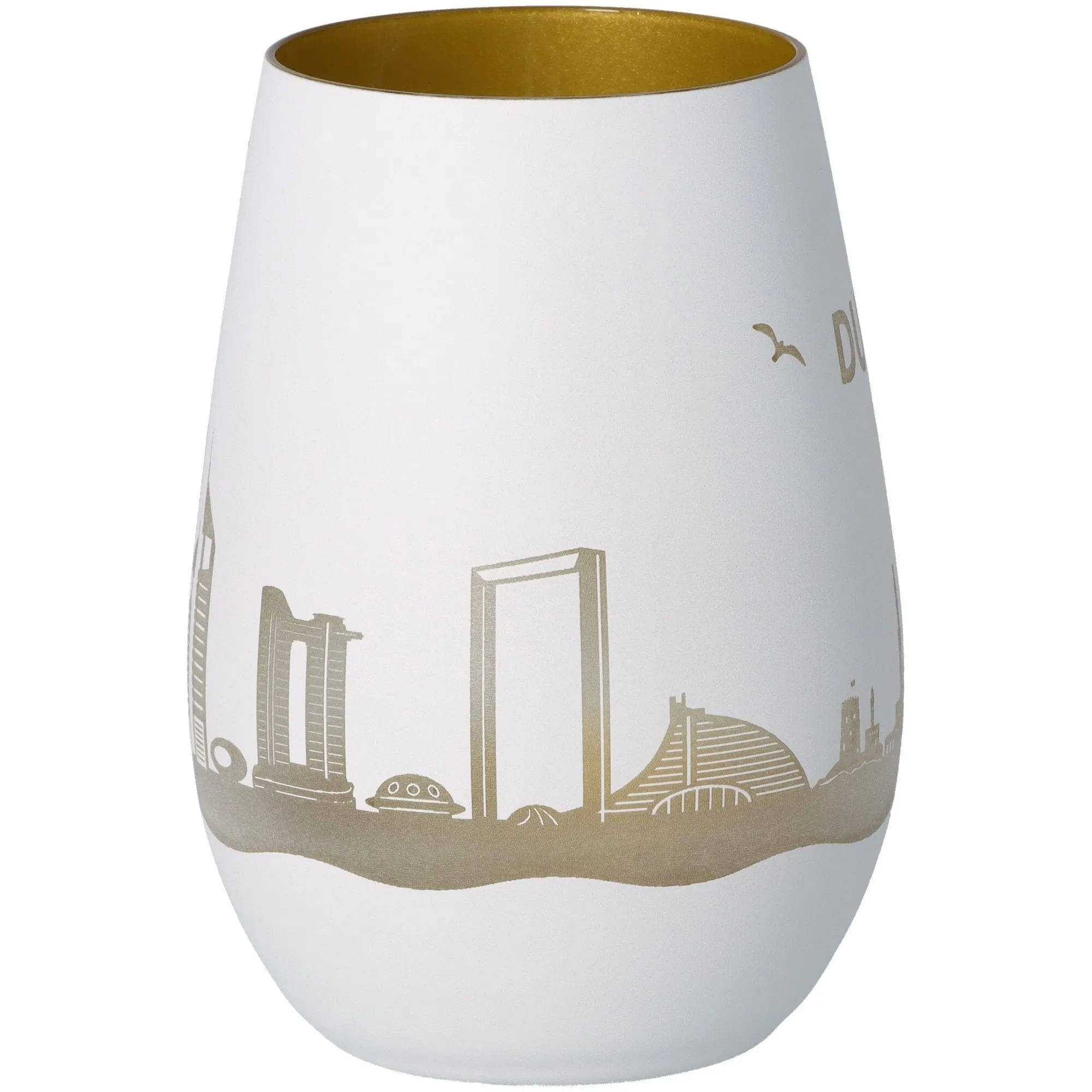 Windlicht Skyline Dubai Weiß/Gold
