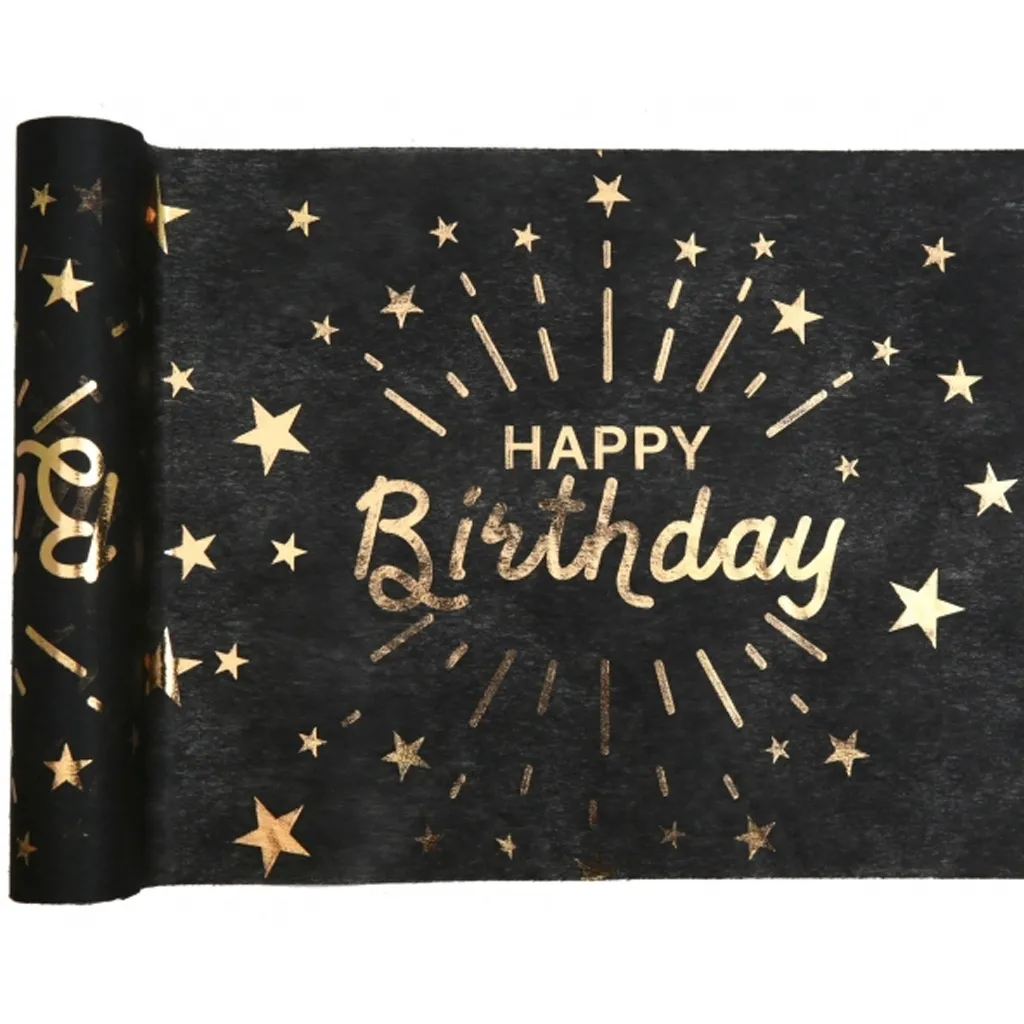 Birthday card, Golden foil, Sterne Muster, Schwarze Karte, Grußbotschaft