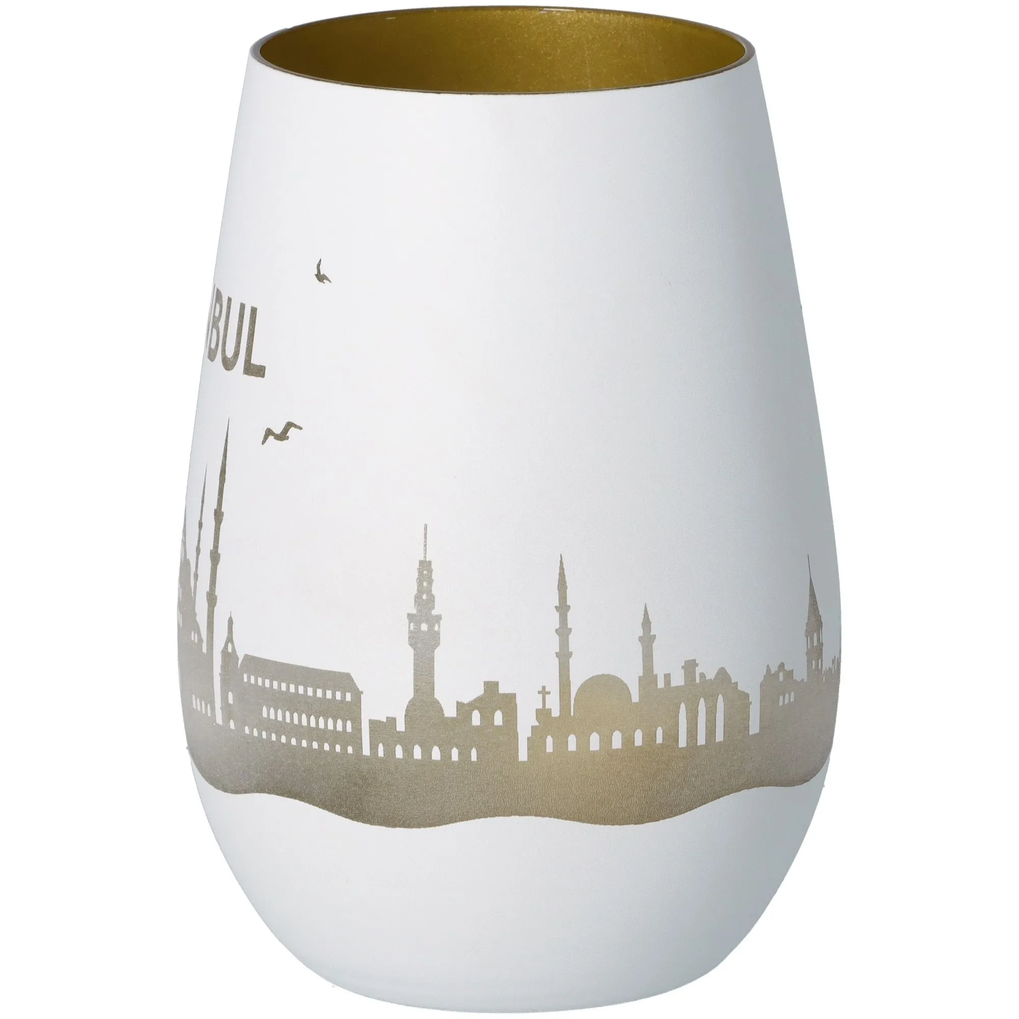 Windlicht Skyline Istanbul Weiß/Gold