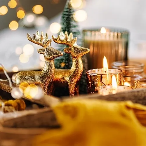 Dekofigur, Rentier, Glitzer, Kerzen, Weihnachten
