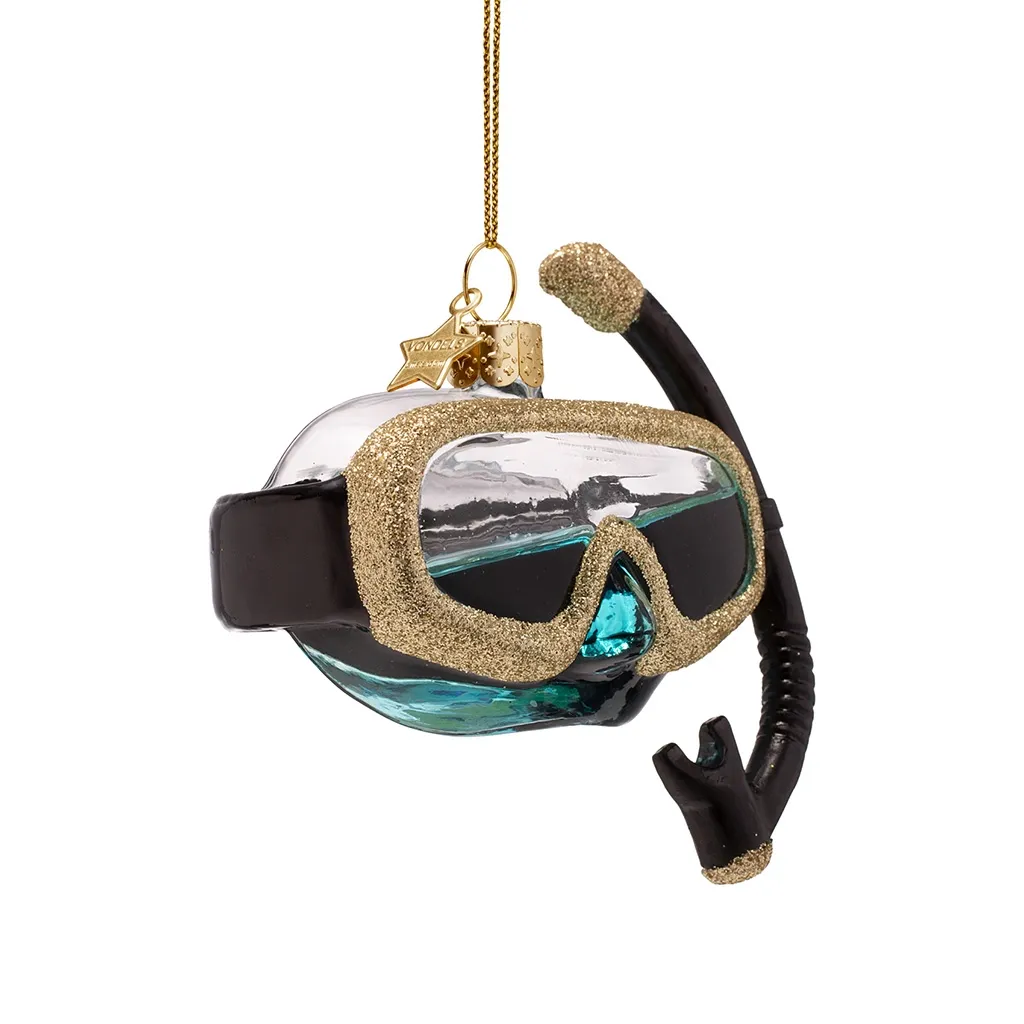 Schneebrille, Taucherbrille, Glitzer, Gummi-Schnorchel, Ornament
