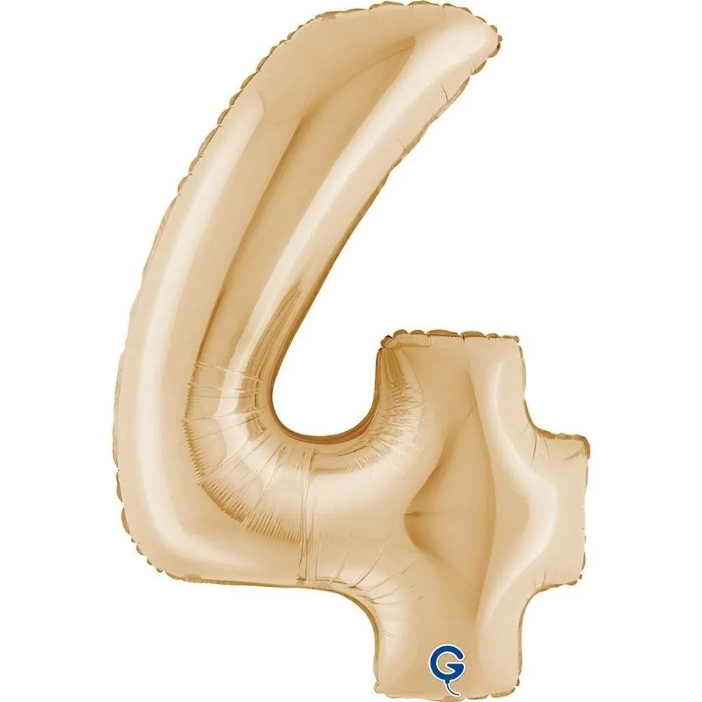 Folienballon Zahl 4 Champagner Gold 100cm