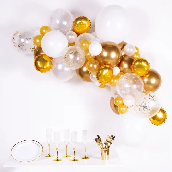 DIY Ballongirlande zum selberbauen - Gold / Weiß