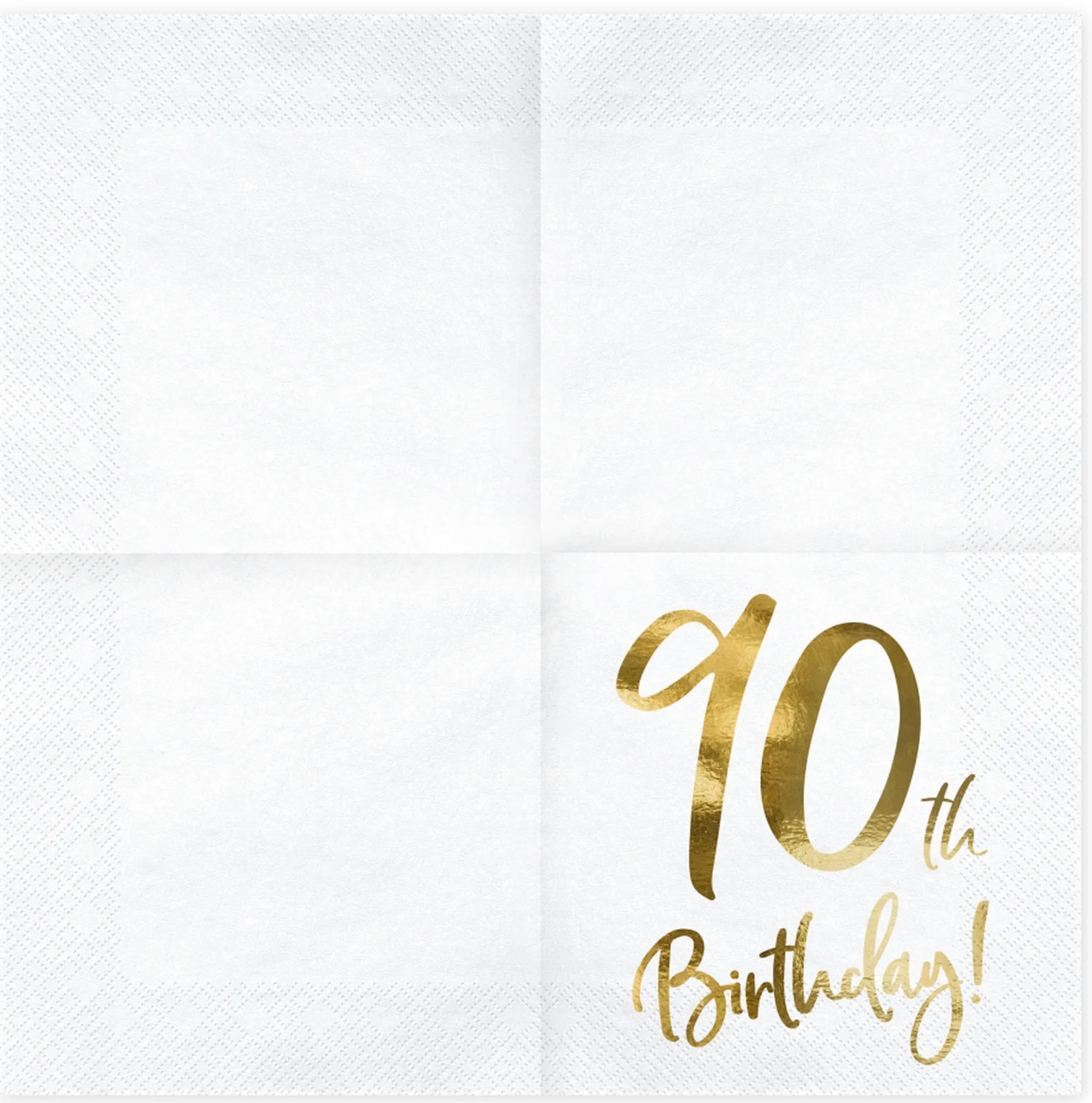 20 Servietten - 90th Birthday - Weiß / Gold