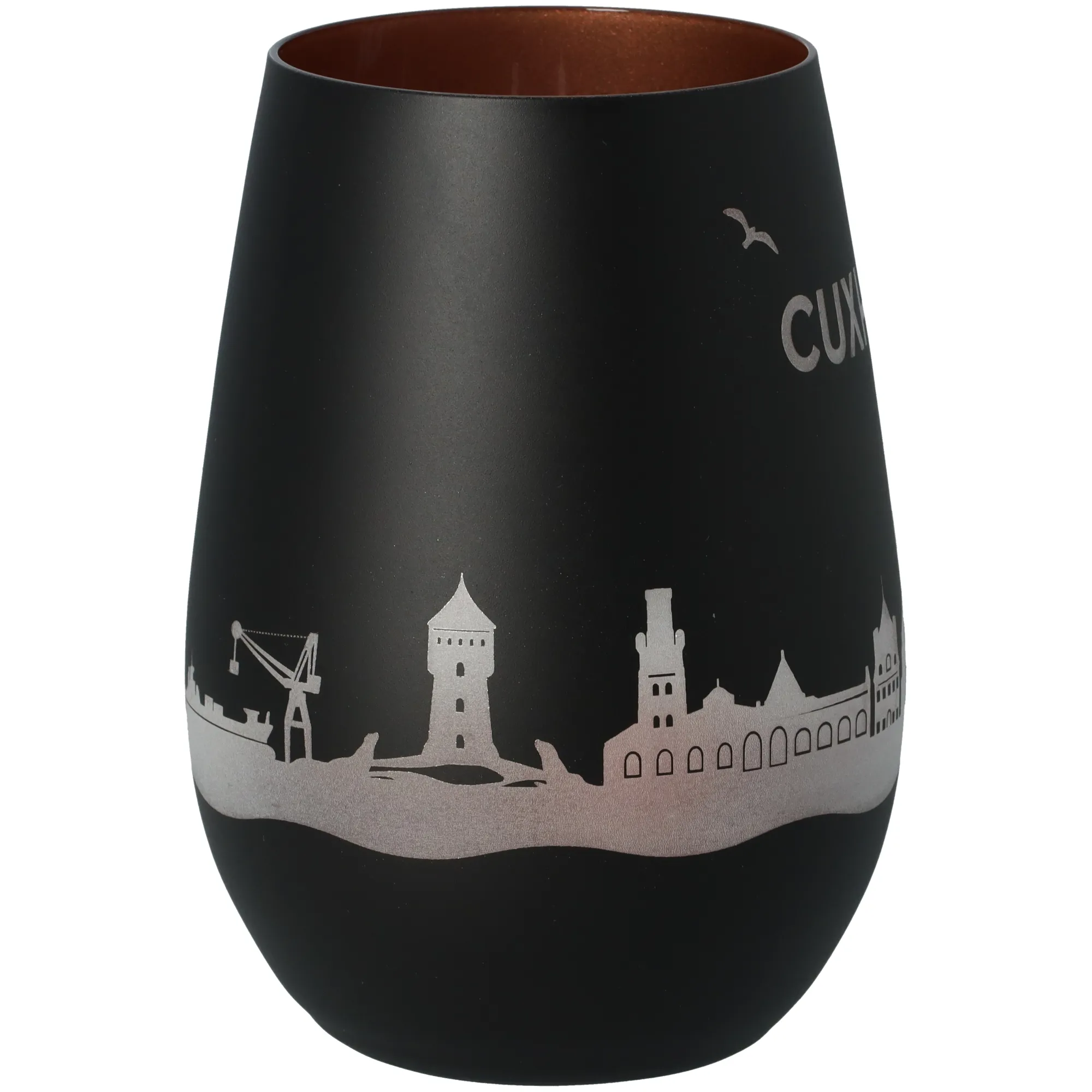 Windlicht Skyline Cuxhaven Schwarz/Bronze