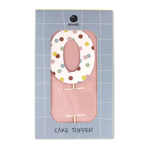 Cake Topper Zahl "0", bunte Punkte