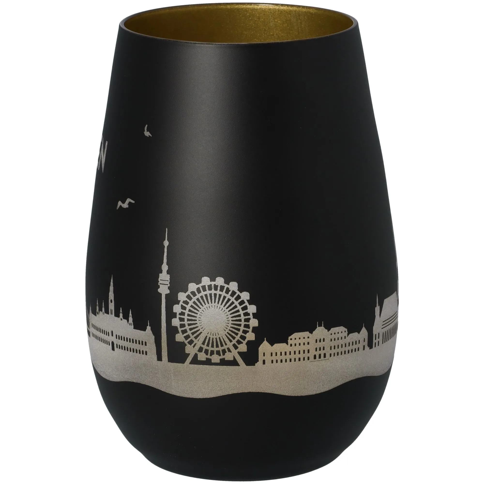 Windlicht Skyline Wien Schwarz/Gold