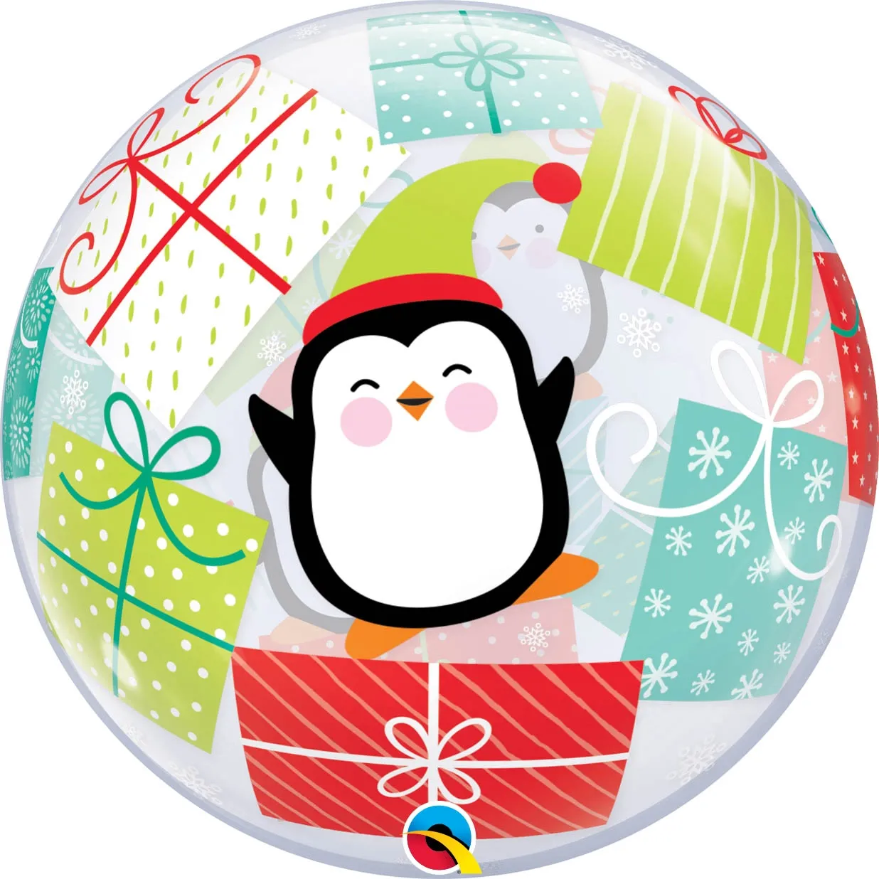 Bubble Ballon Pinguine & Geschenke 56 cm