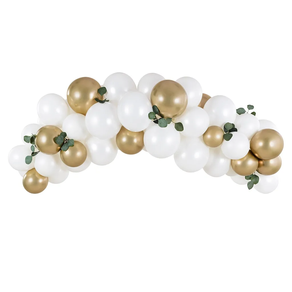 DIY Ballongirlande "Weiß & Gold" 2 m