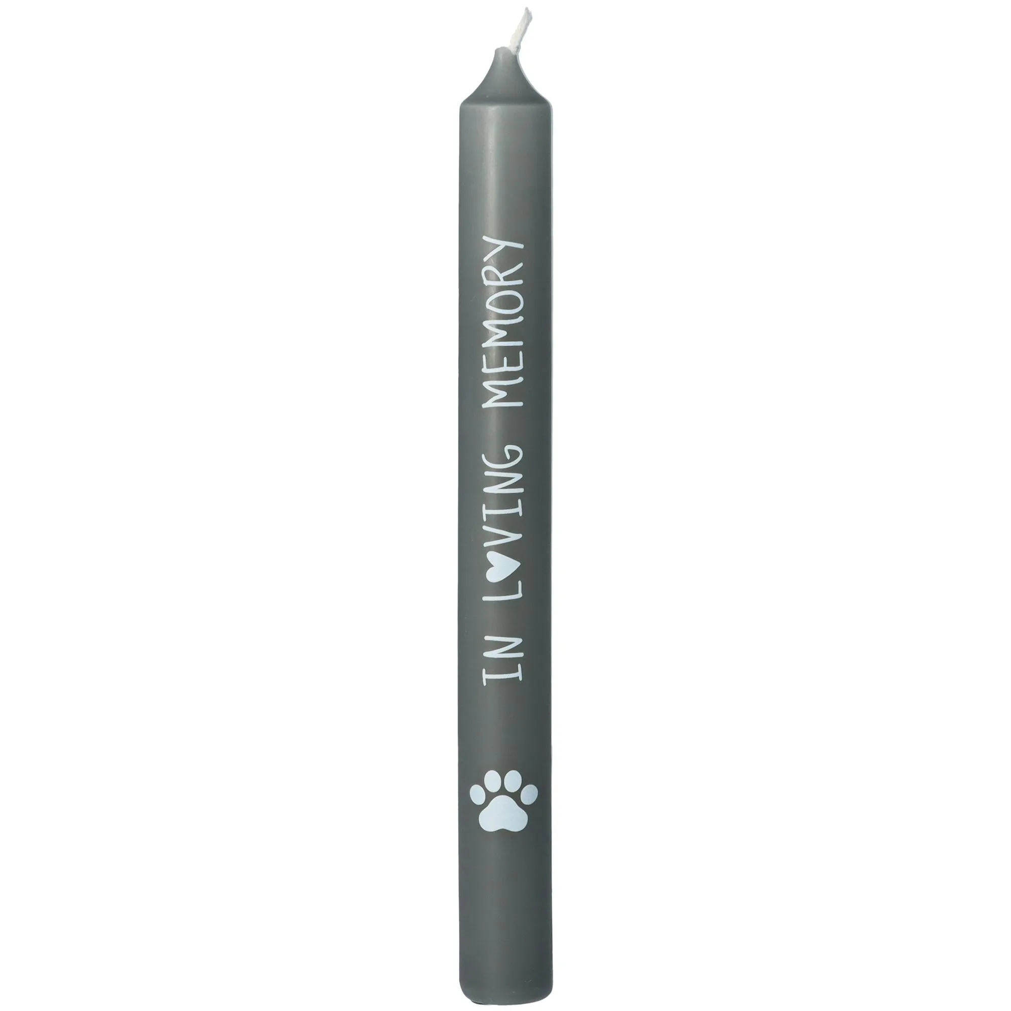 Stabkerze Katzenpfote "in loving memory" Grau