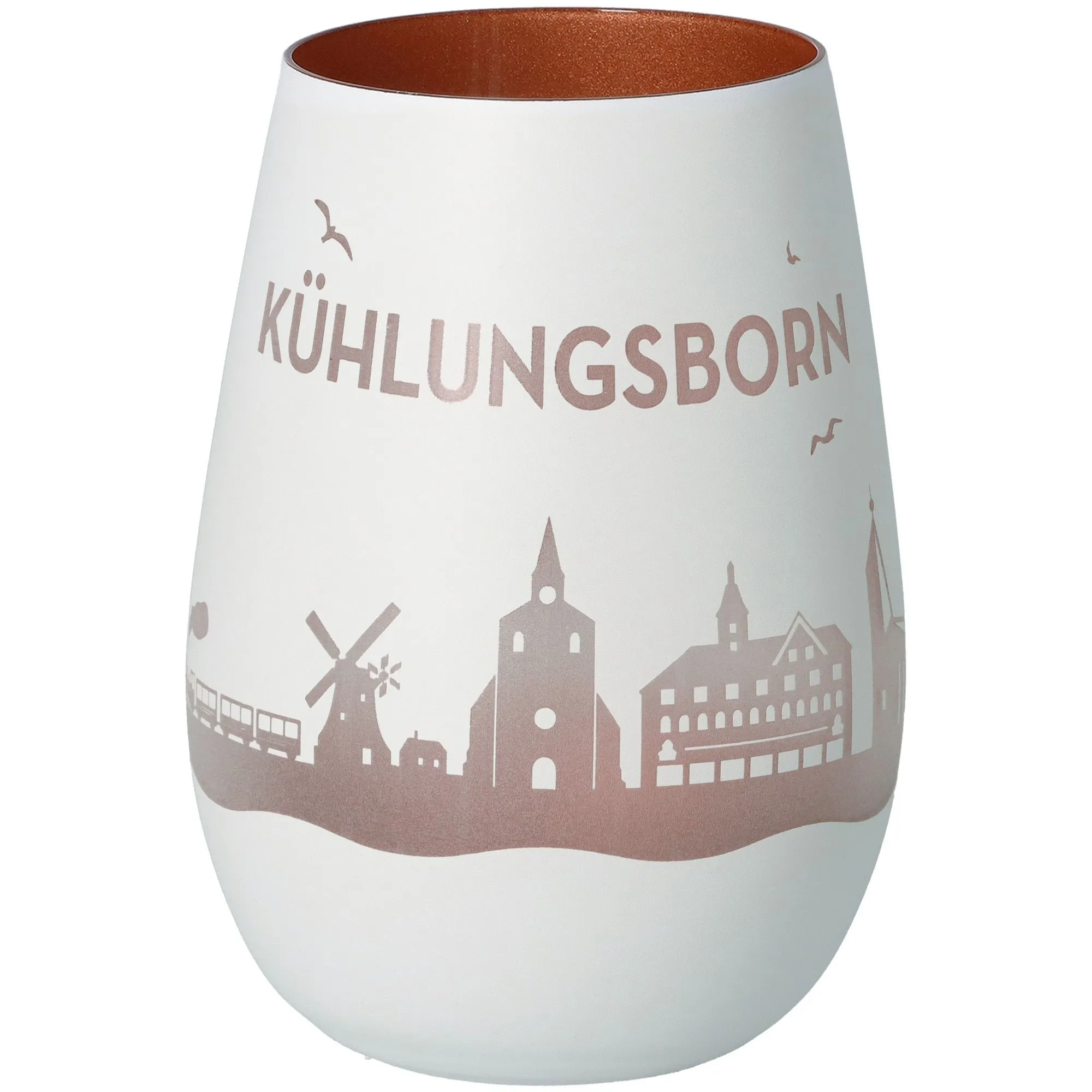Windlicht Skyline Kühlungsborn Weiß/Bronze