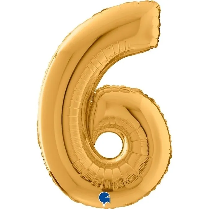 Folienballon Zahl 6 Gold 66cm
