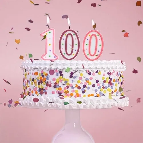 Torte, Kuchen, Geburtstag, Konfetti, Zahl 100