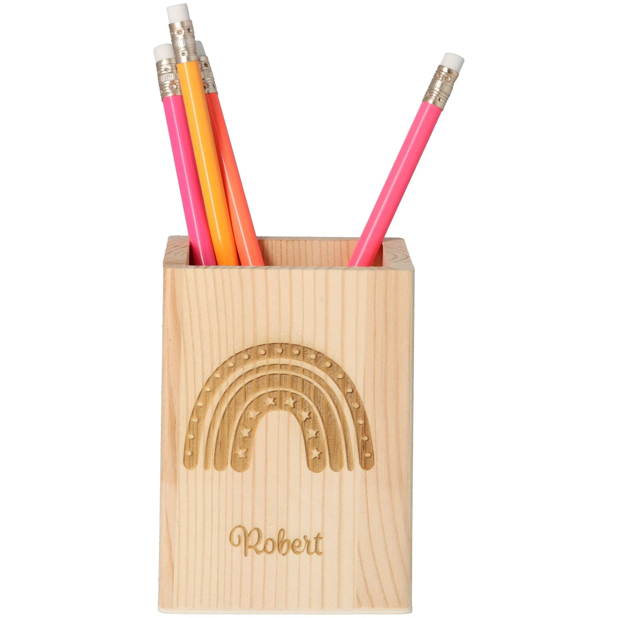 Stiftehalter Regenbogen Stern "Name" 11cm x 8cm x 8cm
