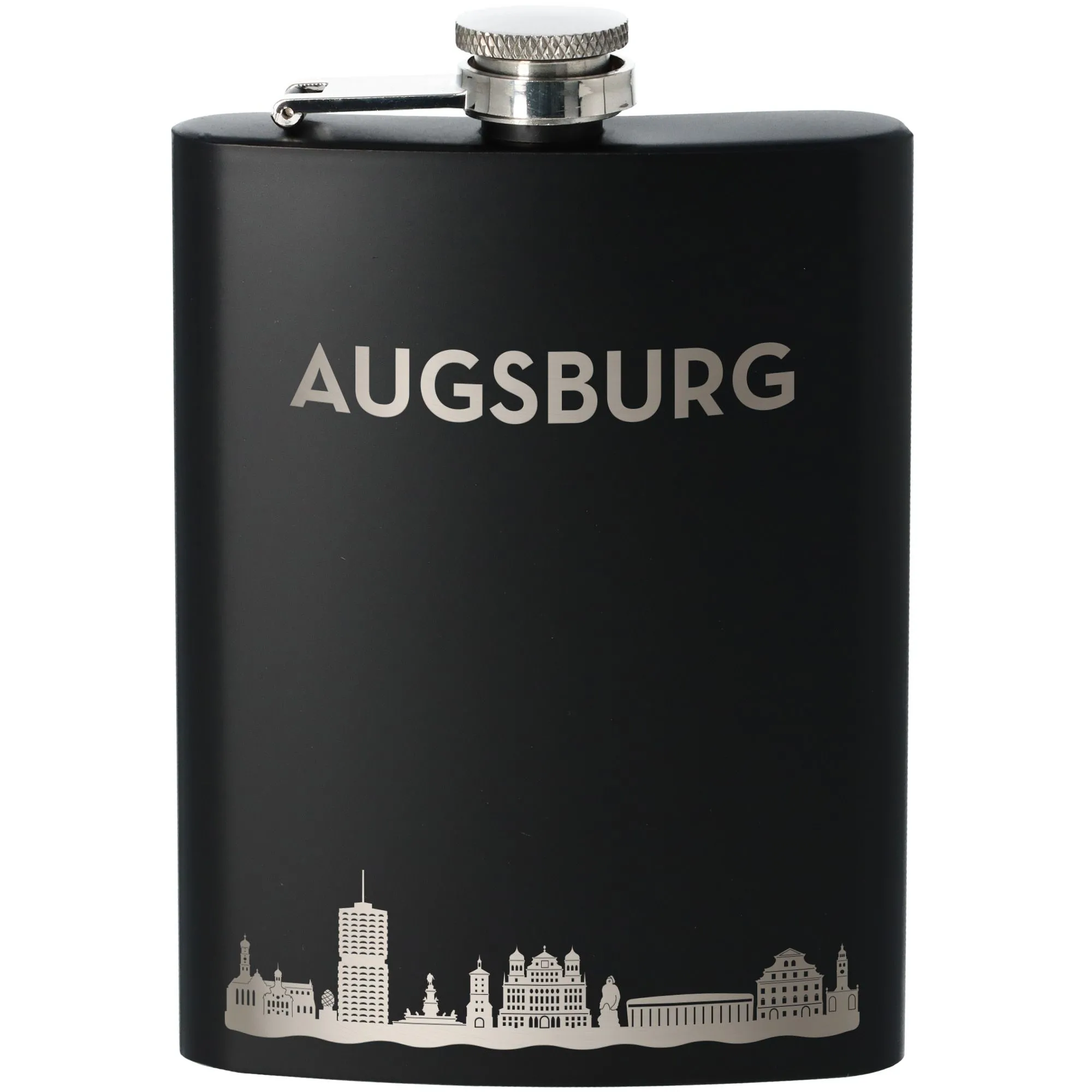 Flachmann Skyline Augsburg Schwarz 225ml