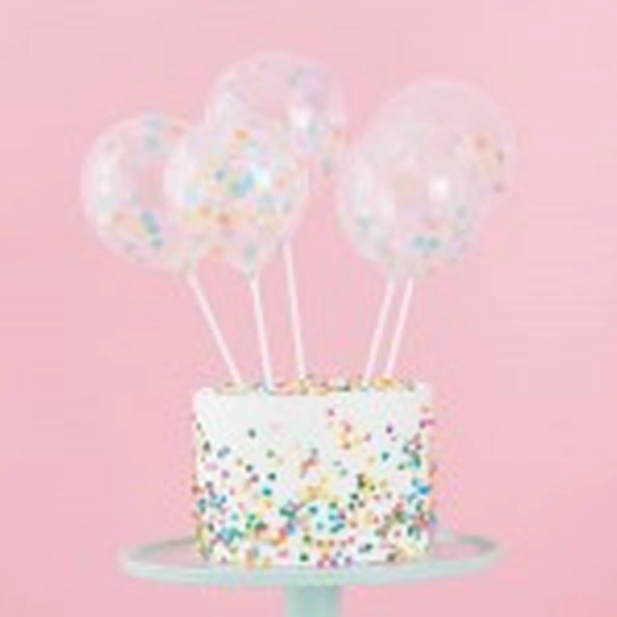 Pastel Party 5 Latexballons, mit buntem Konfetti "Happy Birthday" Ø 30cm