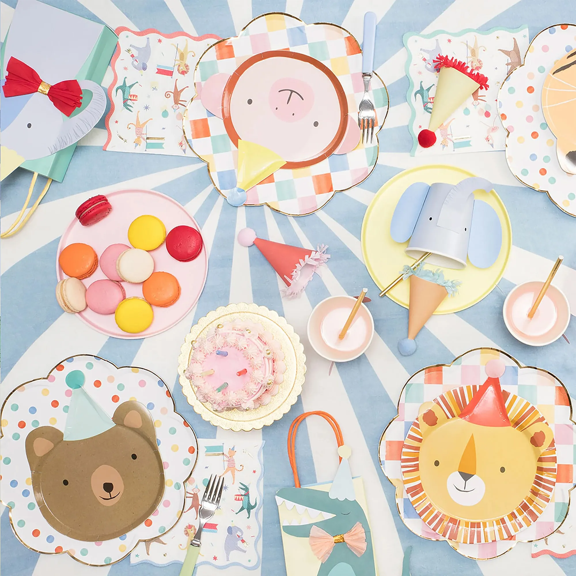 Meri Meri - 8 Pappteller "Parade der Tiere" in 4 Designs