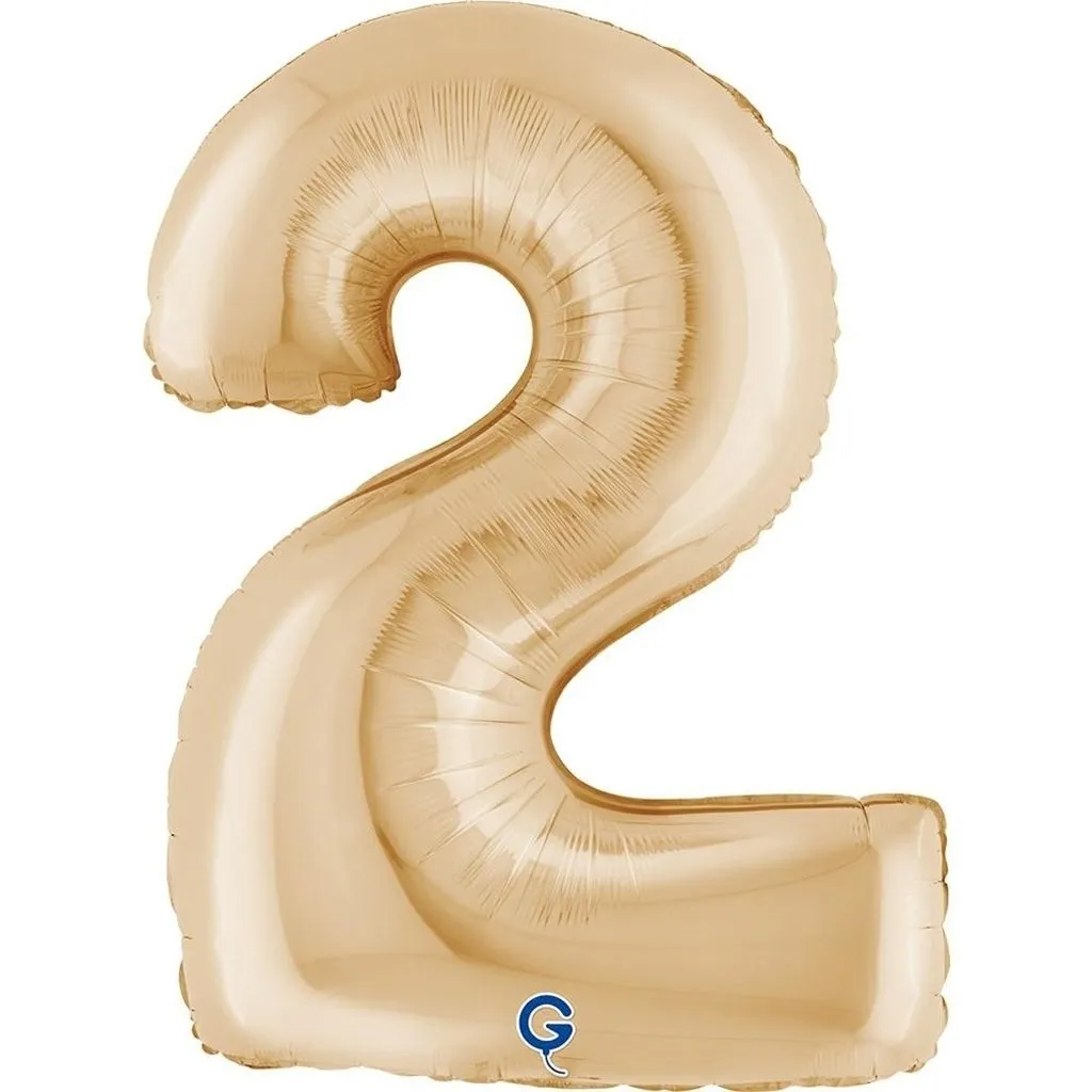 Folienballon Zahl 2 Champagner Gold 100cm