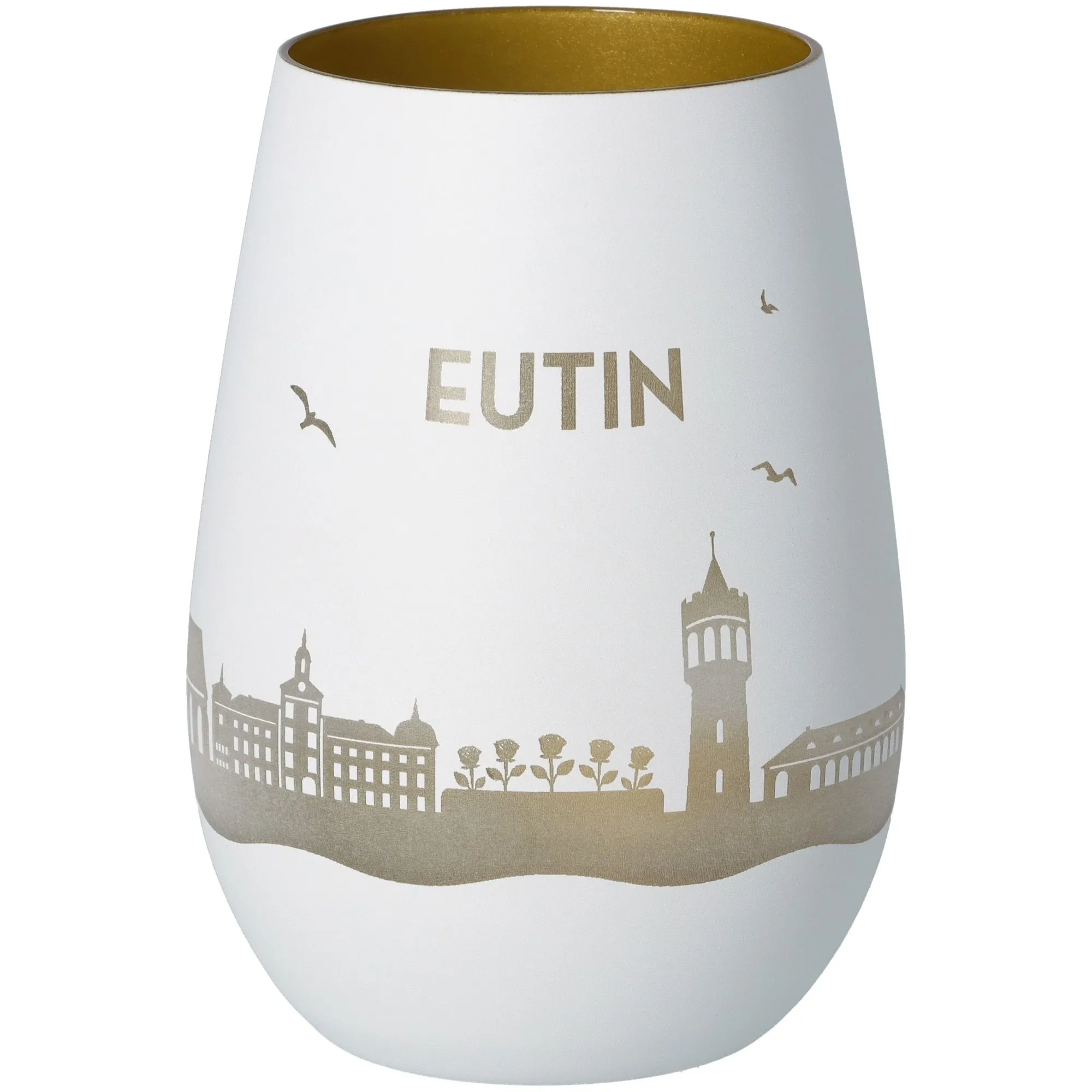 Windlicht Skyline Eutin Weiß/Gold