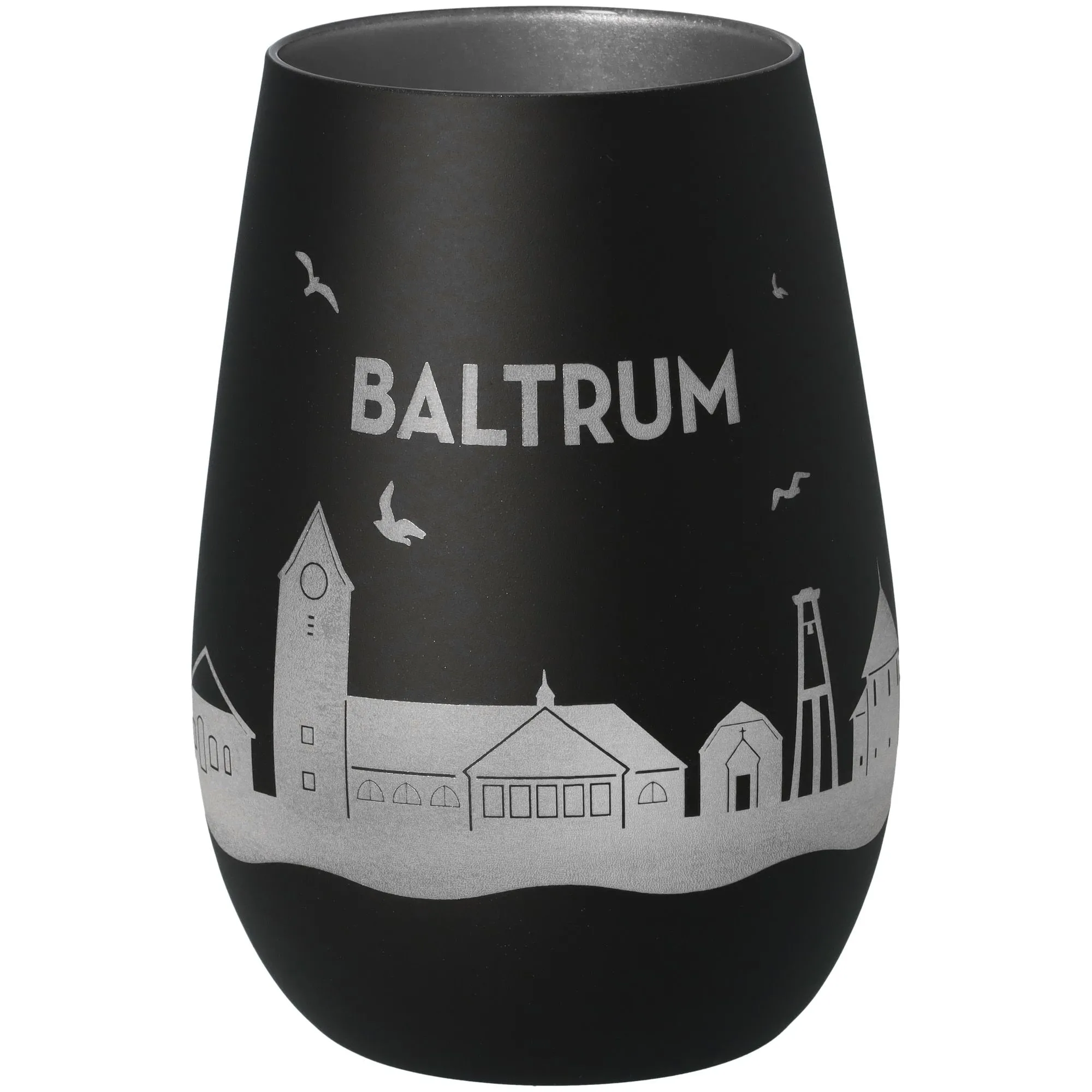 Windlicht Skyline Baltrum Schwarz/Silber