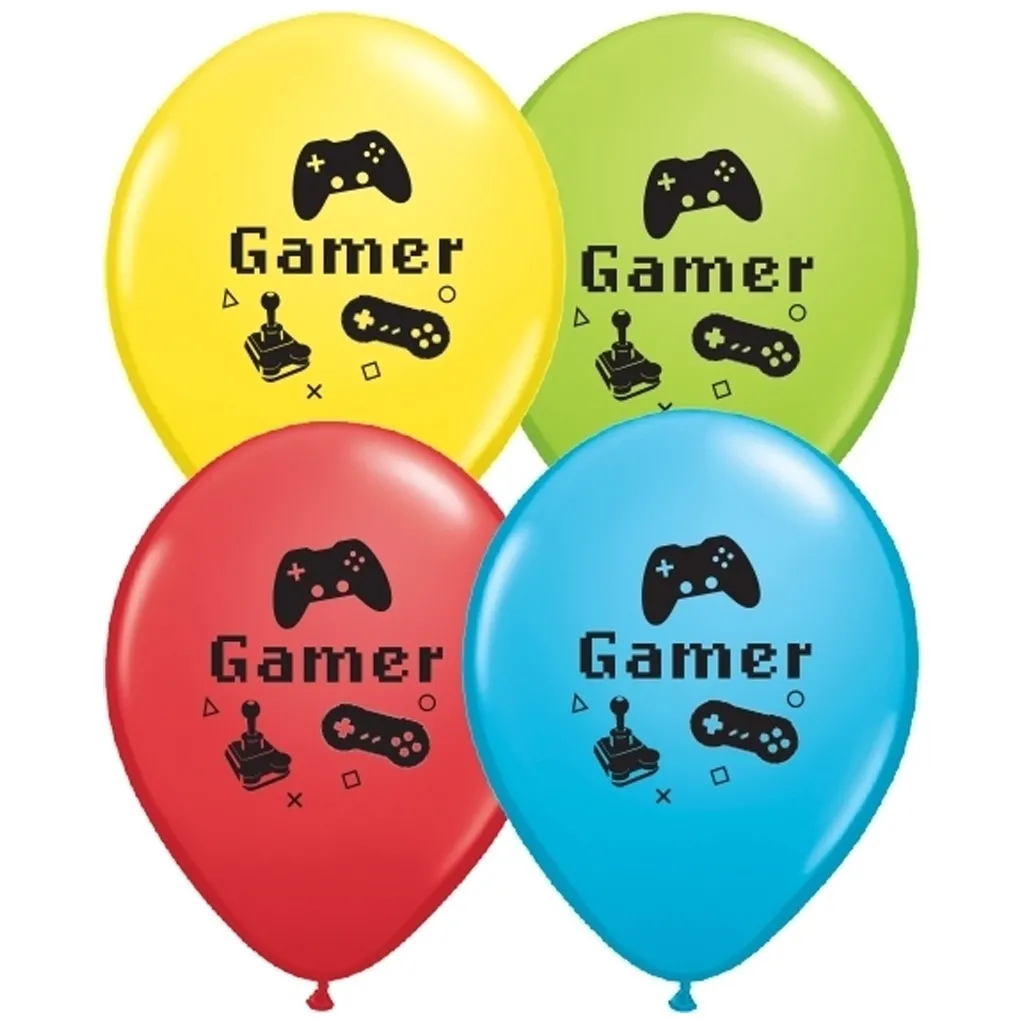 Gamer Balloons, Gaming Balloons, Spielballen, Farbige Ballons, Controller Motive