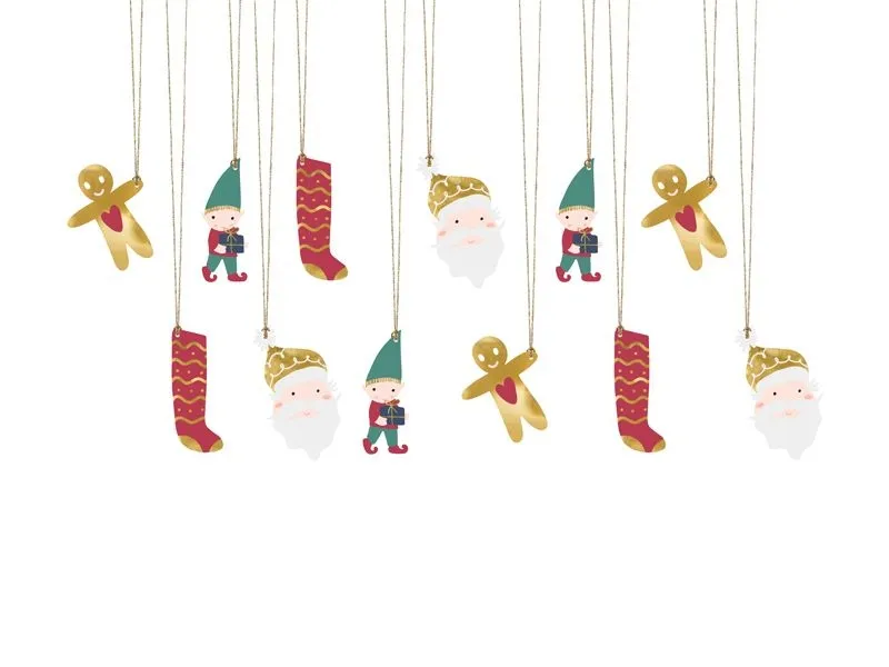 12 Geschenkanhänger "Weihnachtsmann und Co."