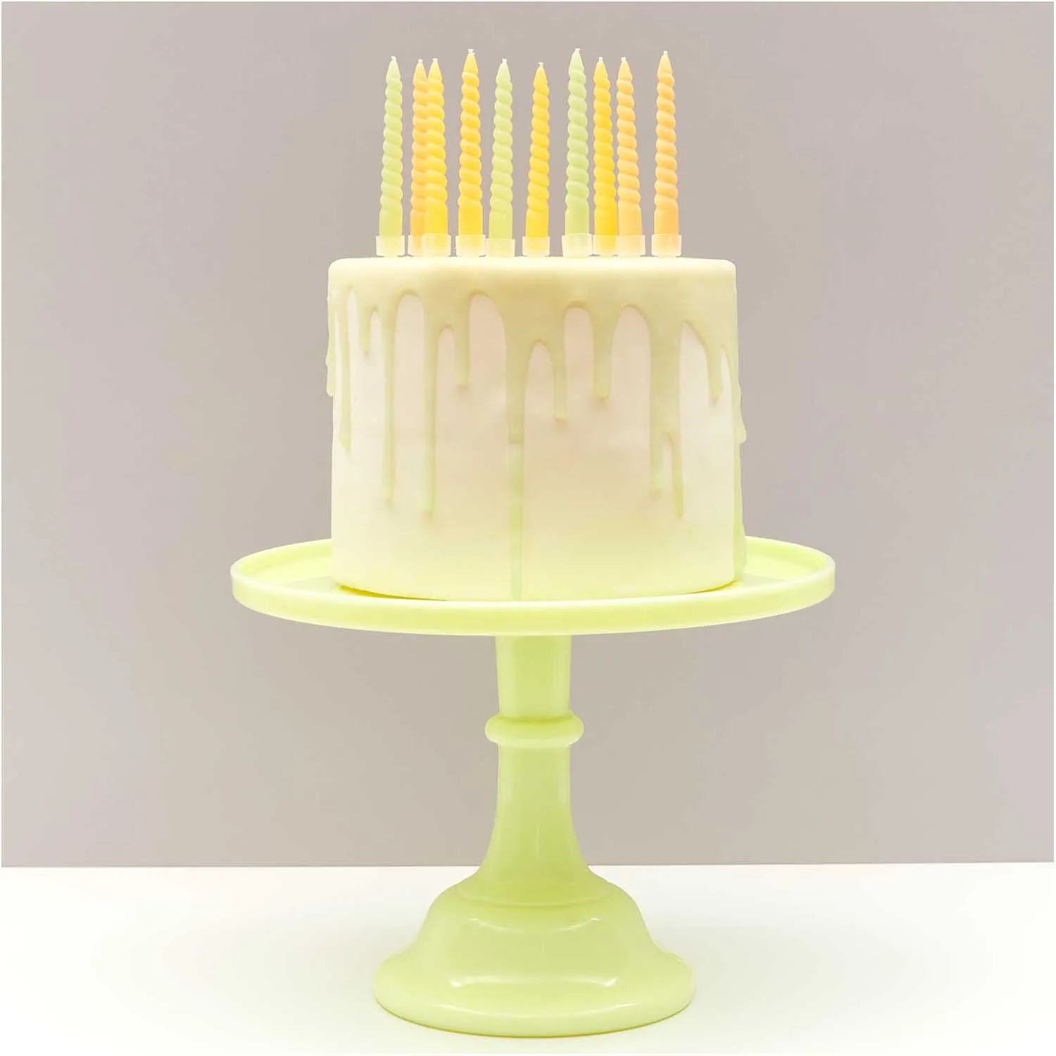 10 Spiralkerzen für den Kuchen - Smokey Gelb je Ø 1,2cm