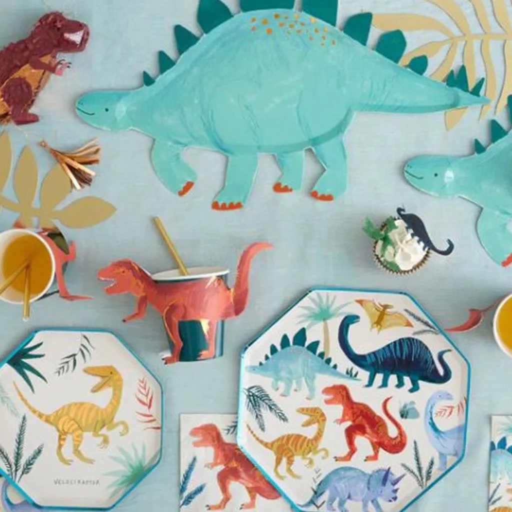 Dinosaurier Dekoration, Dinosaurier Teller, Dinosaurier Becher, Stegosaurus Figur, T-Rex Teller