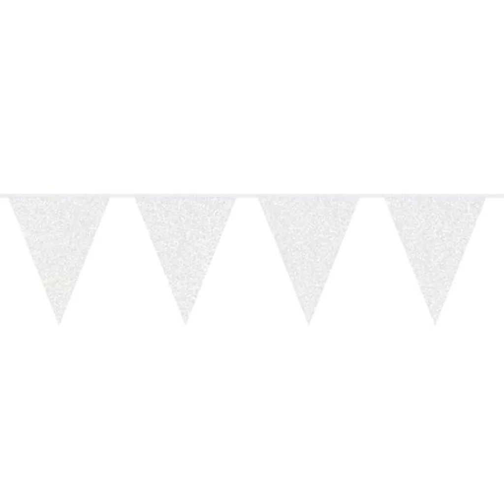 Glitzer Wimpelkette Weiß