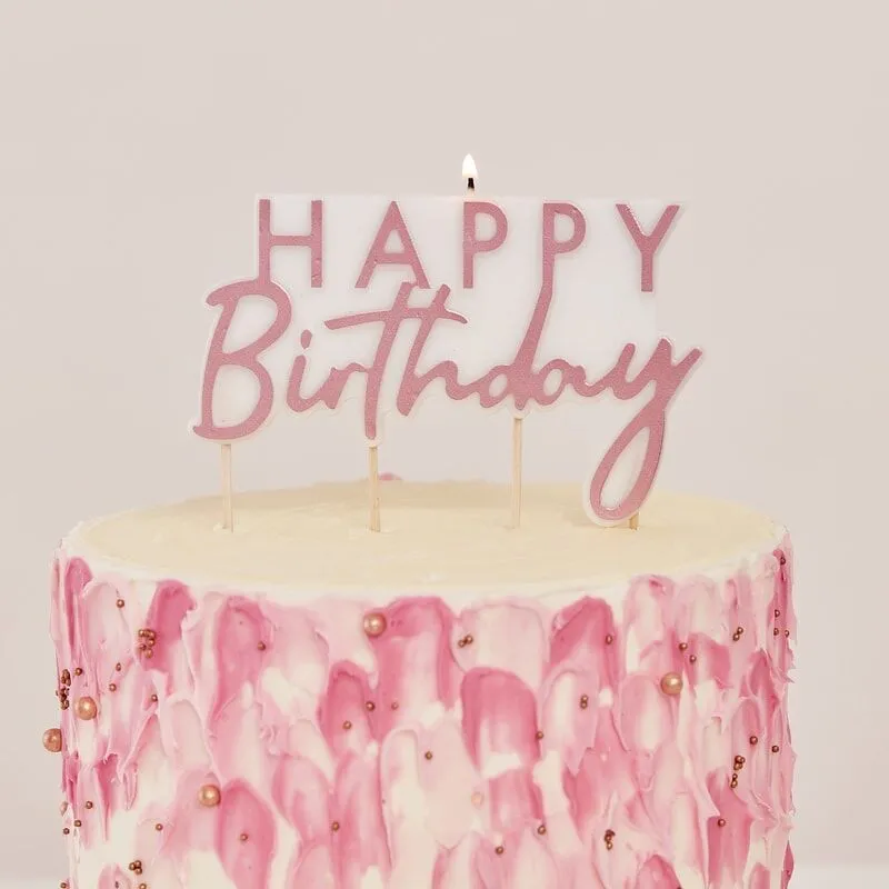 Kerze "Happy Birthday", Roségold