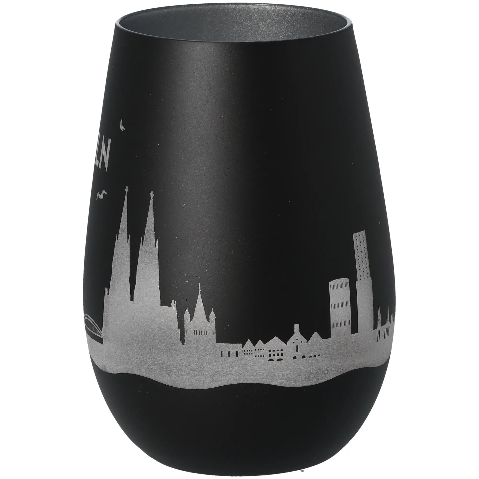 Windlicht Skyline Köln Schwarz/Silber