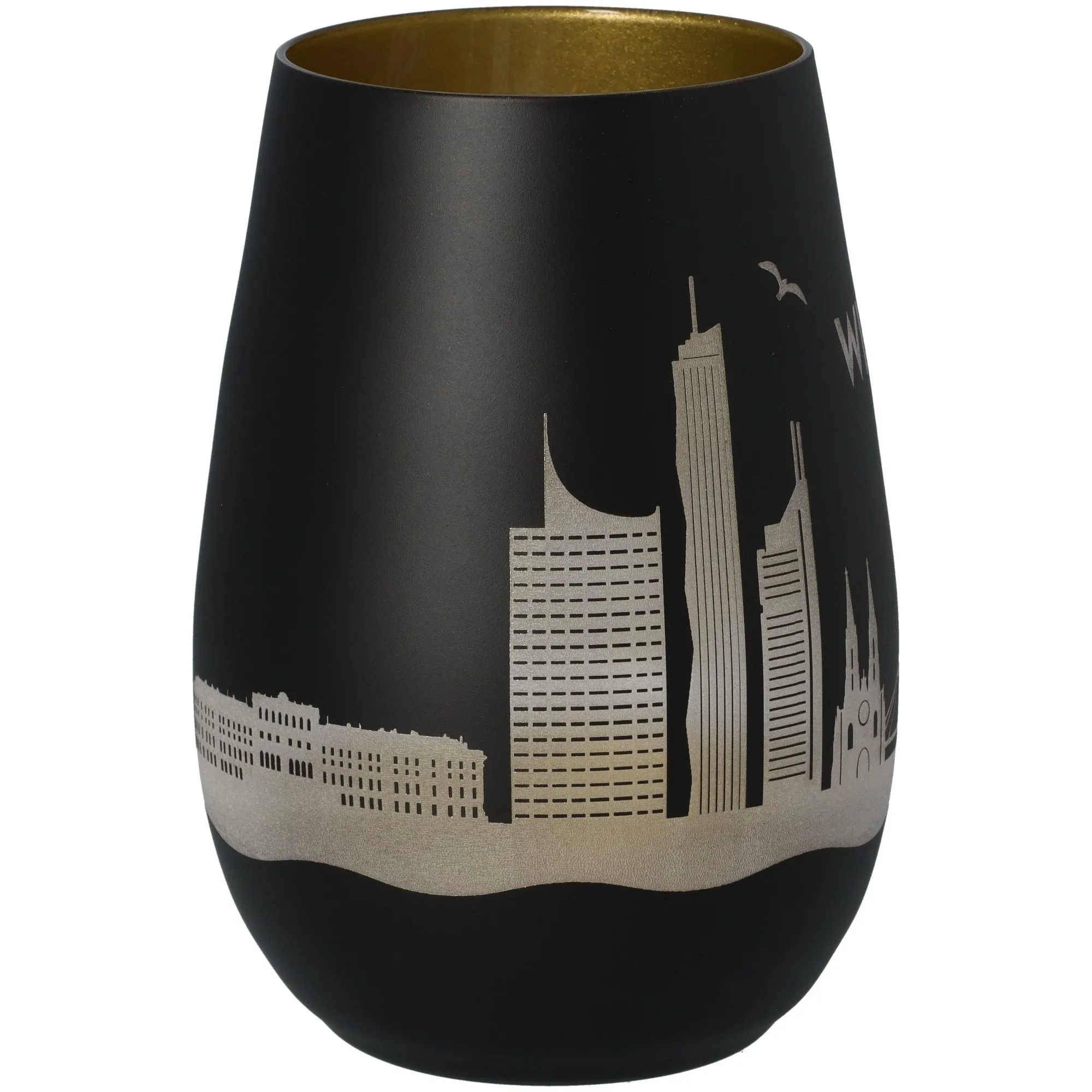 Windlicht Skyline Wien Schwarz/Gold