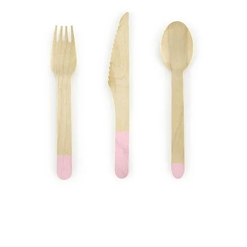 Holzbesteck, Gabel, Messer, Löffel, Naturholz