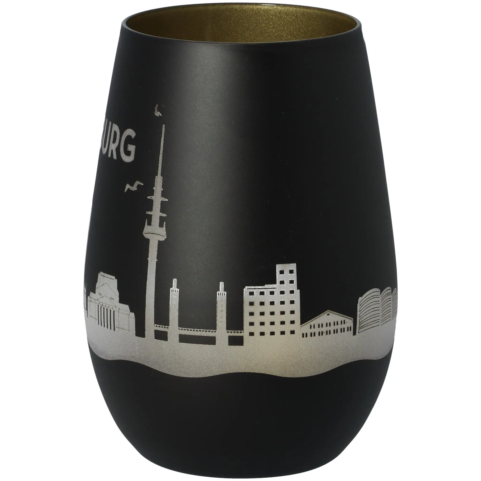 Windlicht Skyline Duisburg Schwarz/Gold