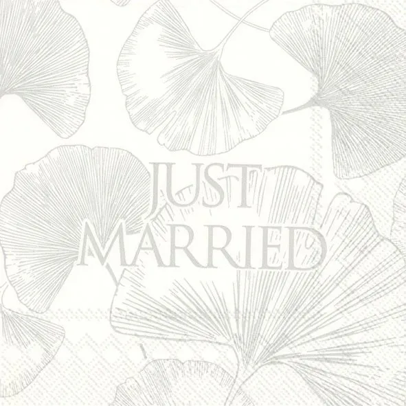 20 Cocktailservietten "Just Married" Silber