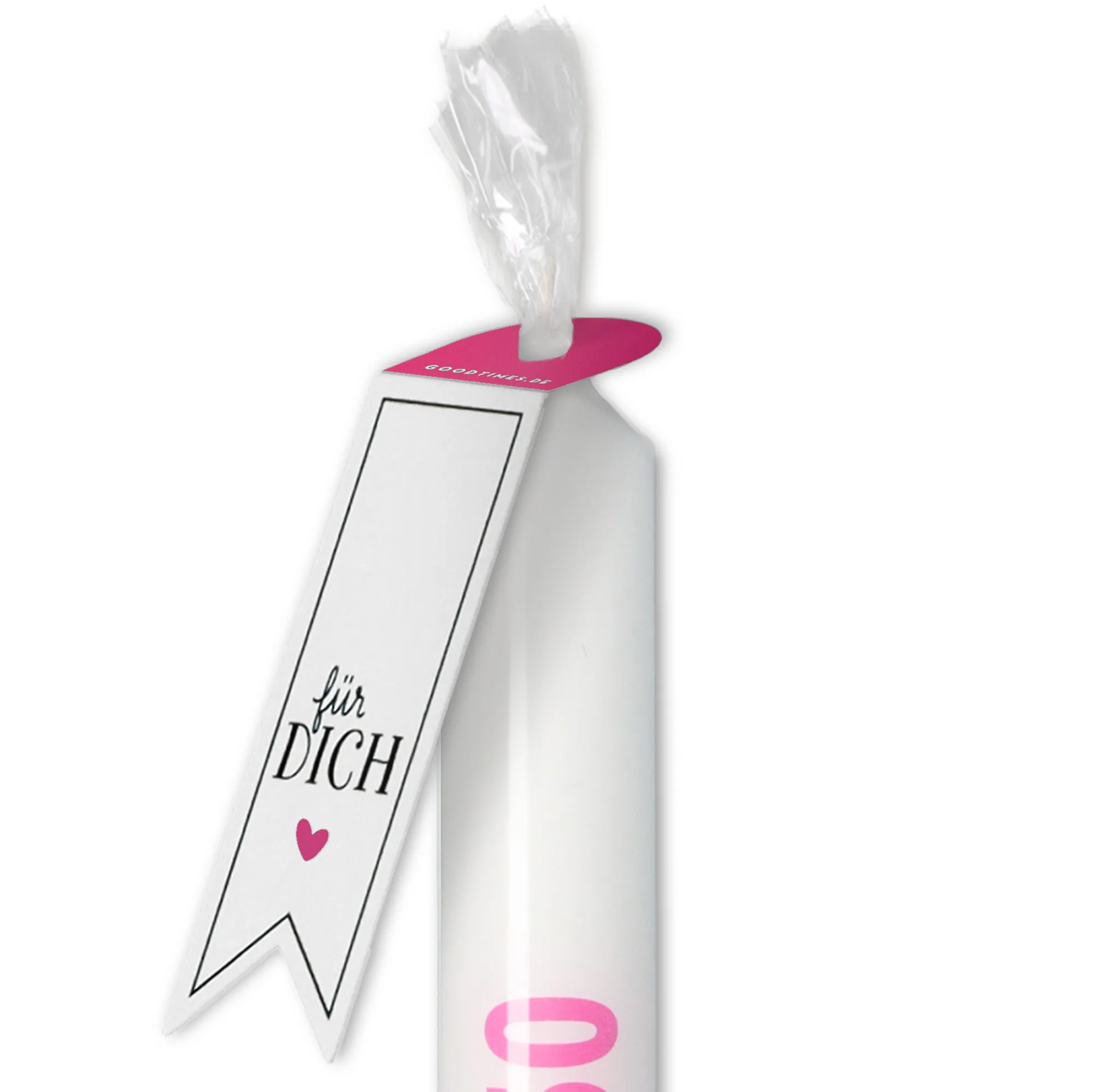 Stabkerze Weiß, Pink "Etwa 50"